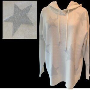Sweater Cream with Silver Stars 1X NWT Hooded